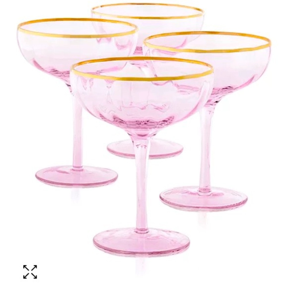 Martha Stewart set of 4 Coupe Glasses **PINK** (New in box)